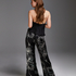 Petite Lotus satin palazzo trousers, Czarny