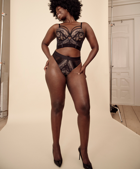 Usztywniony zabudowany  biustonosz z fiszbinami Cleo, Czarny