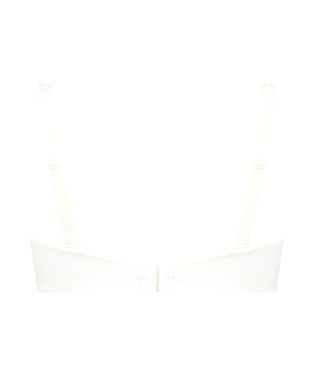 Satynowy nieusztywniony biustonosz z fiszbinami, Biały