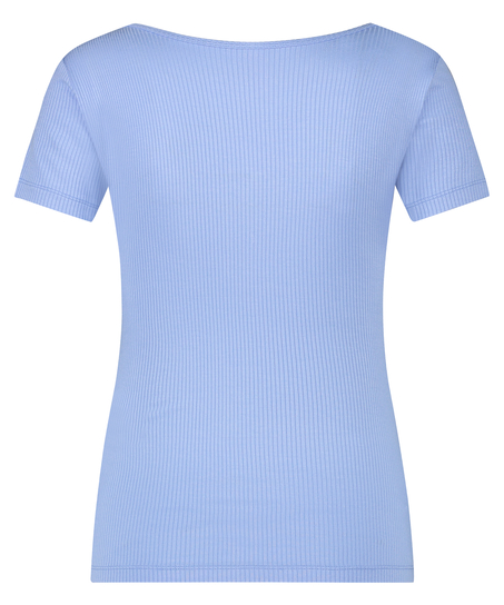 Top od piżamy z kr&oacute;tkimi rękawami Henley, Niebieski