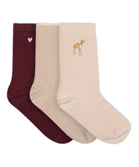 Skarpety 3 Pair Cotton, R&oacute;żowy