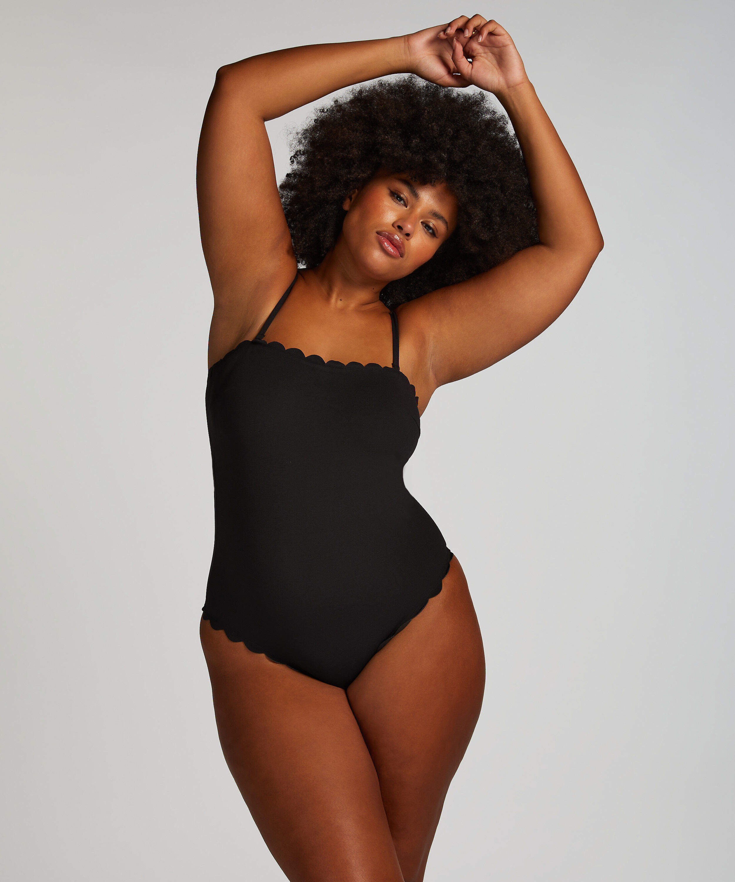 Kostium kąpielowy Bandeau Scallop, Czarny