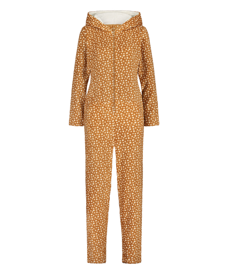 Reindeer Fleece Onesie, Brązowy