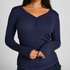 Bluza piżamowa Henley z długim rękawem, Niebieski