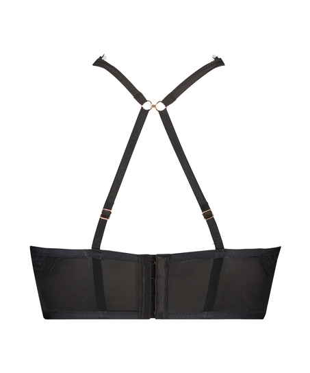 Długi usztywniony biustonosz push-up z fiszbinami Margaret Lucy Hale, Czarny