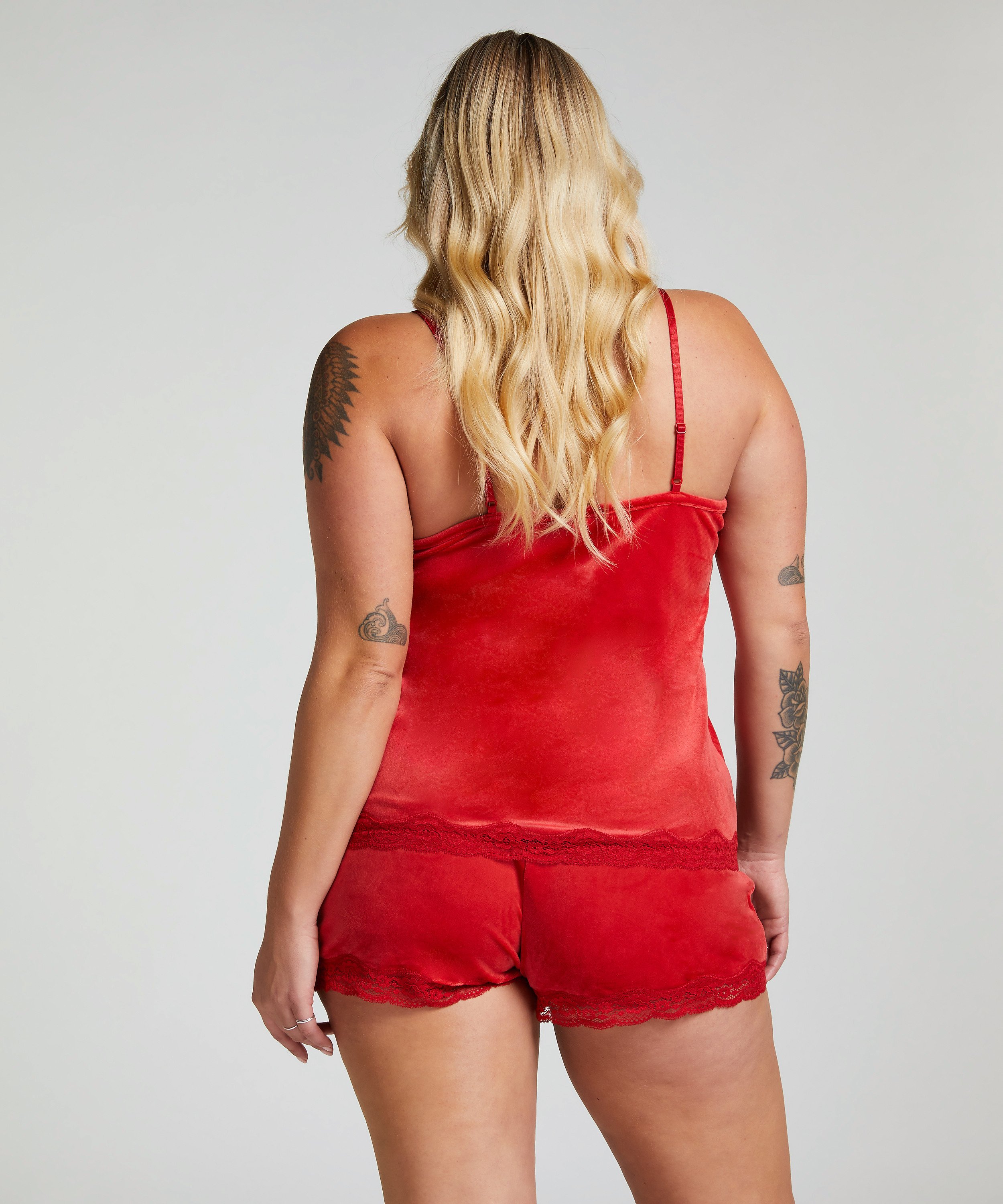 Top z aksamitnej koronki, Czerwony, main