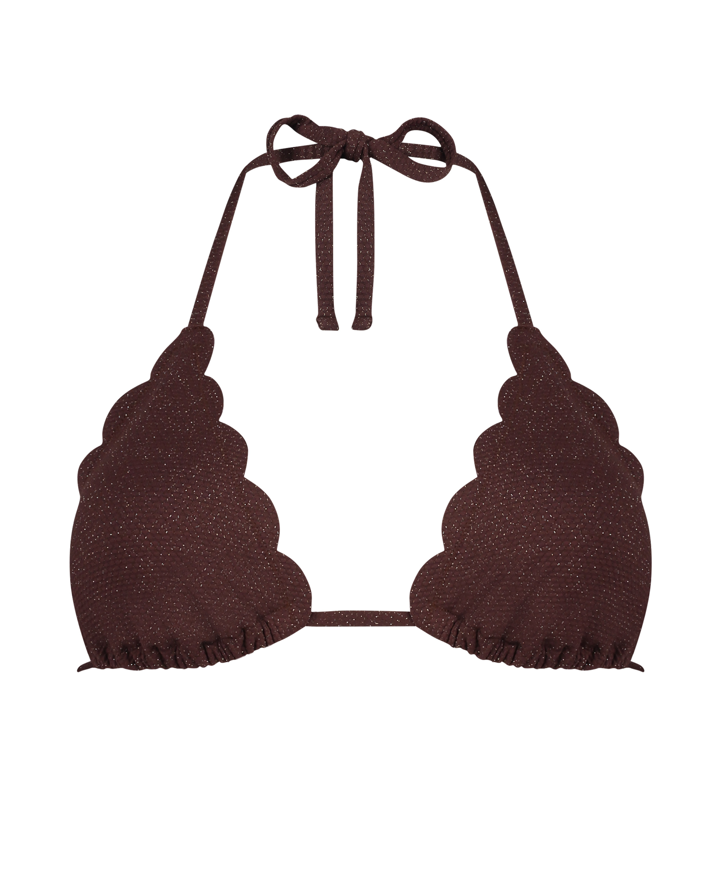 Tr&oacute;jkątna g&oacute;ra od bikini Scallop Lurex, Brązowy, main
