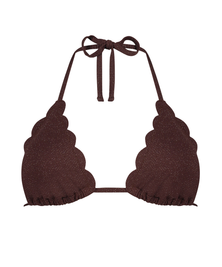Tr&oacute;jkątna g&oacute;ra od bikini Scallop Lurex, Brązowy