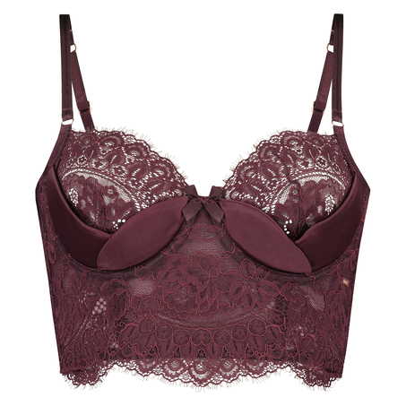 Nadia Padded Underwired Demi-Cup Bra, Czerwony