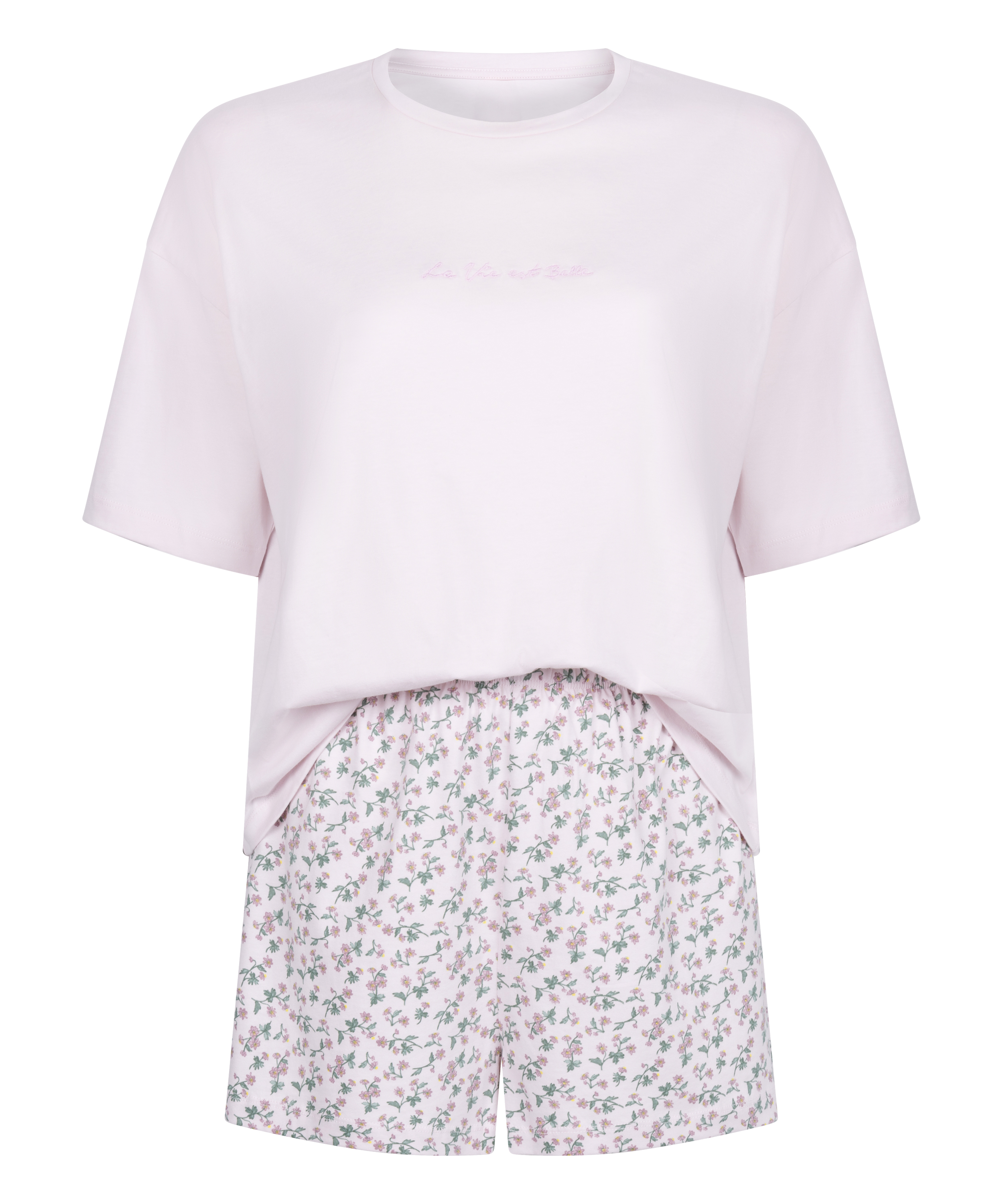 Zestaw Piżamowy Cotton Jersey Kr&oacute;tki, Fioletowy, main