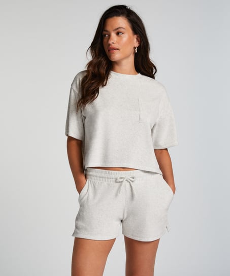 Aksamitne szorty z kieszenią, Szary