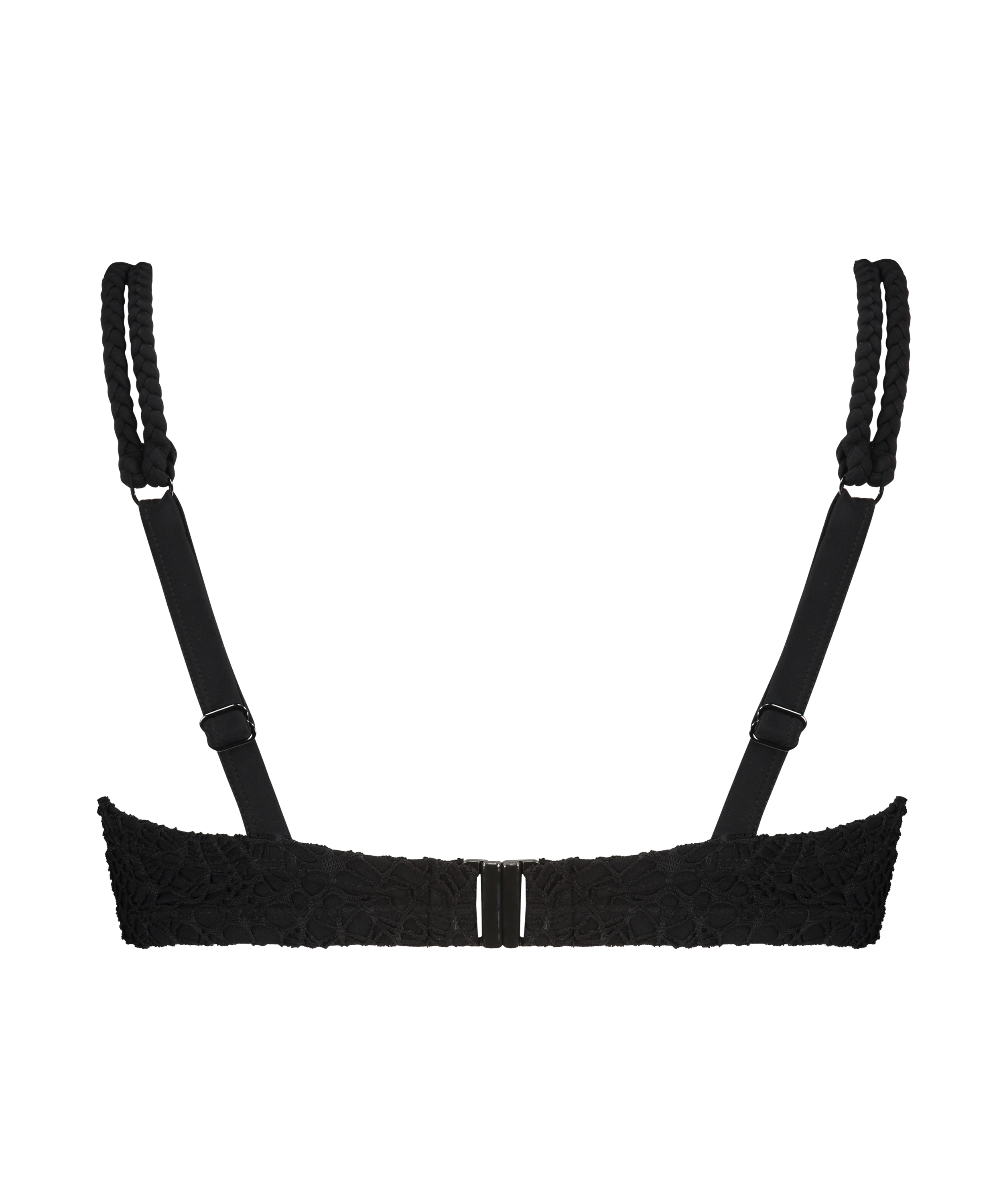 Szydełkowy usztywniany stanik bikini z fiszbinami, Czarny, main