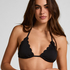 Tr&oacute;jkątna g&oacute;ra od bikini w kwiaty, Czarny