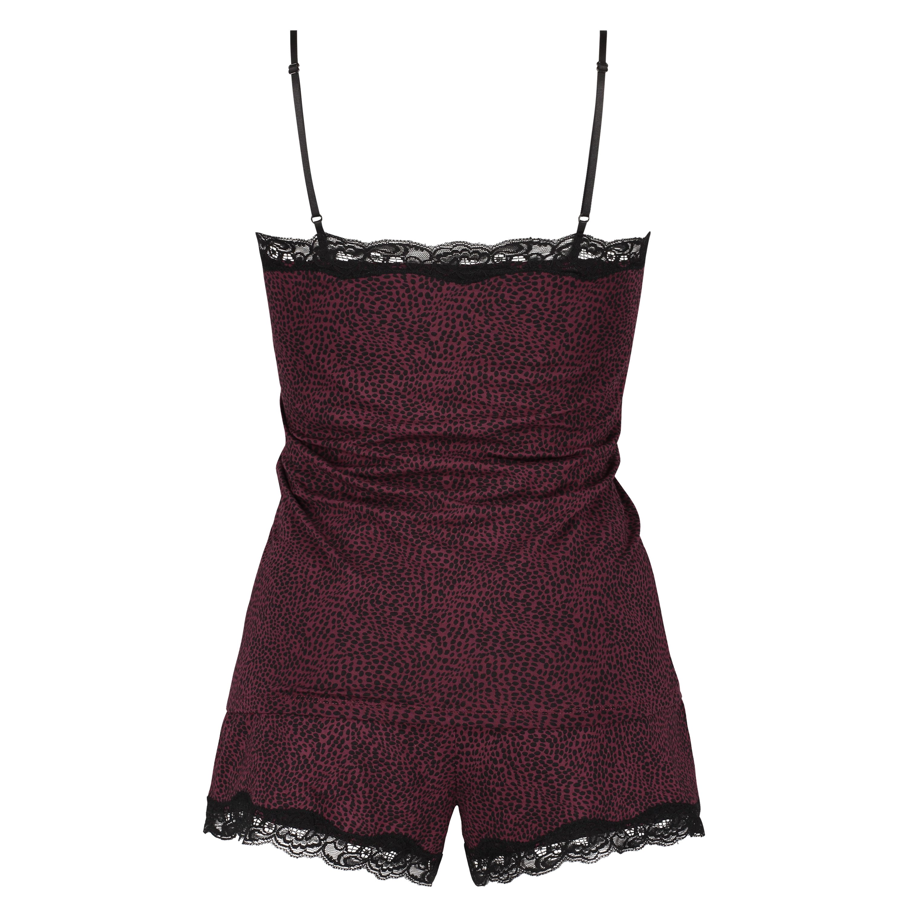 Koronkowa piżama z długim rękawem, Czerwony, main