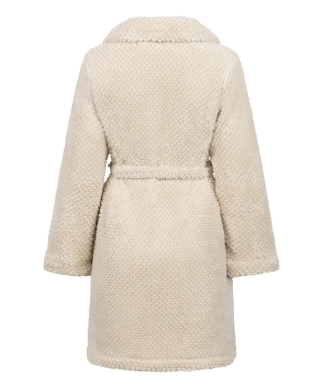 Szlafrok z polaru zapinany na zamek błyskawiczny, Biały