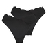 2-pak majtki od bikini Scallop, Czarny