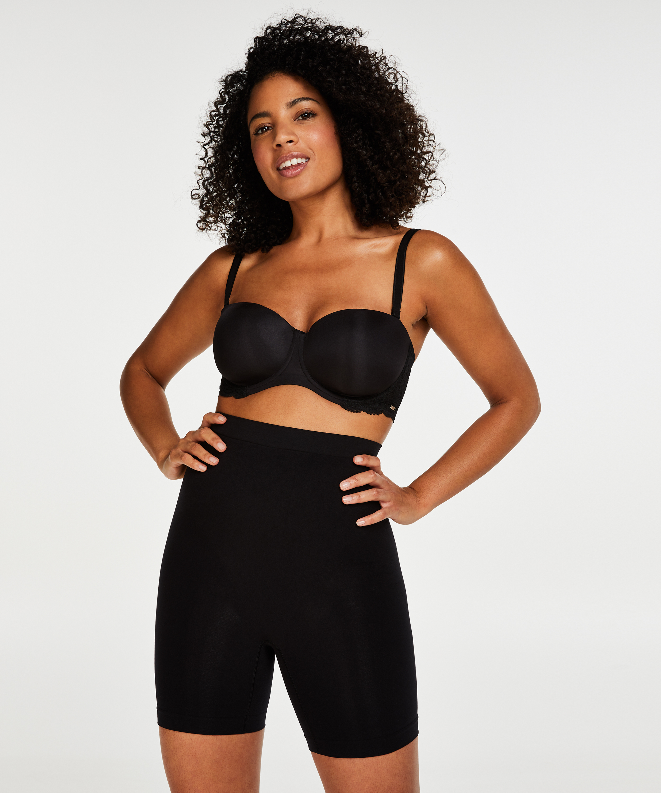 Firming high waisted thigh slimmer - Level 2, Czarny, main