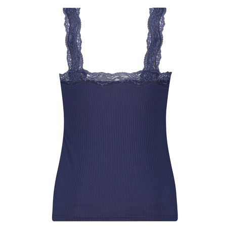 Rib lace cami top, Niebieski