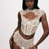 Top z fiszbinami Lace Camille, Biały