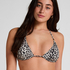 Tr&oacute;jkątny Top Bikini Leopard, Czarny