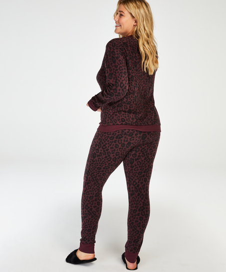 Long-Sleeved Fleece Top, Czerwony