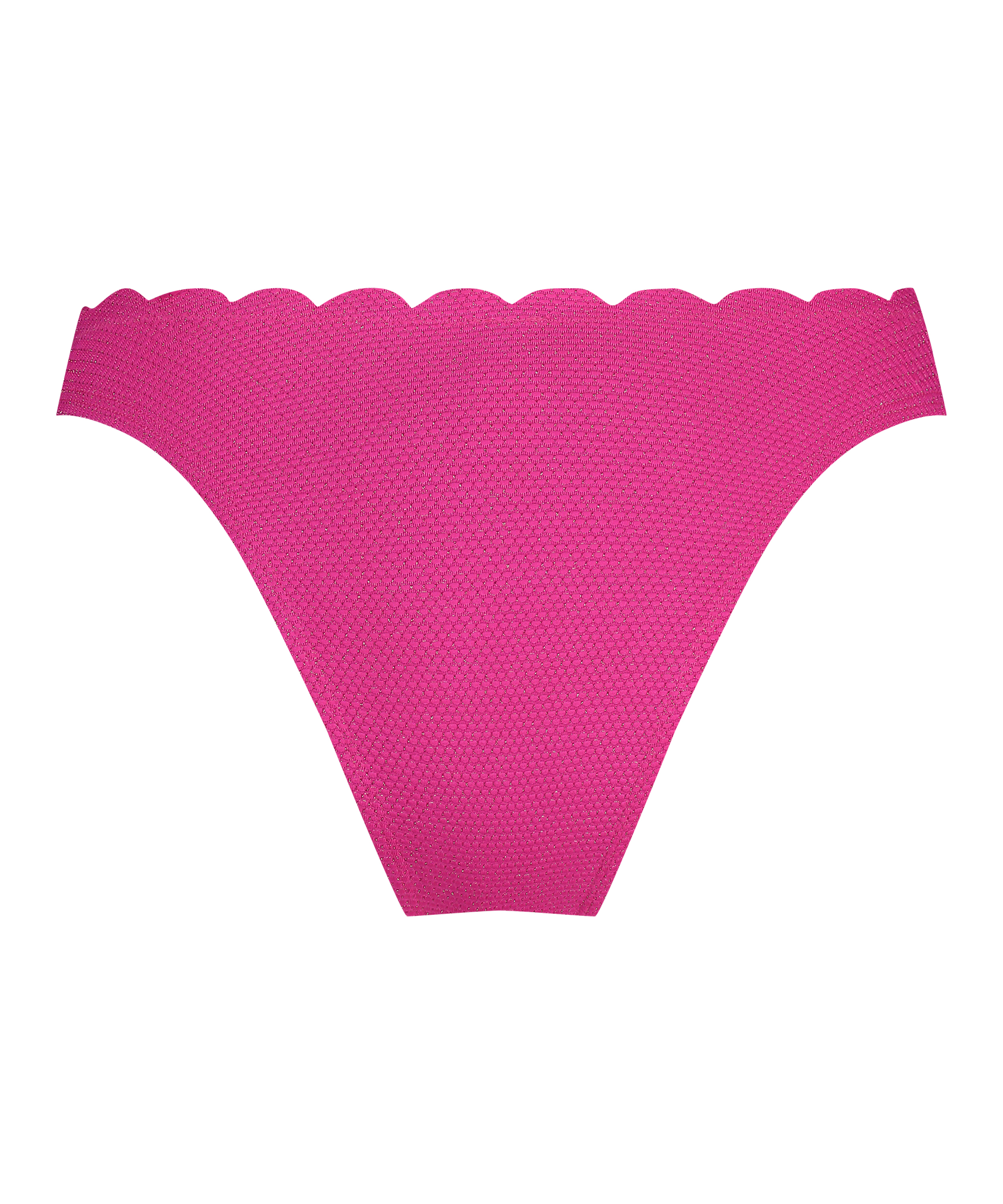 Majtki Bikini Wysoko Krojona Scallop Lurex, R&oacute;żowy, main