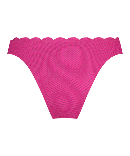 Majtki Bikini Wysoko Krojona Scallop Lurex, R&oacute;żowy