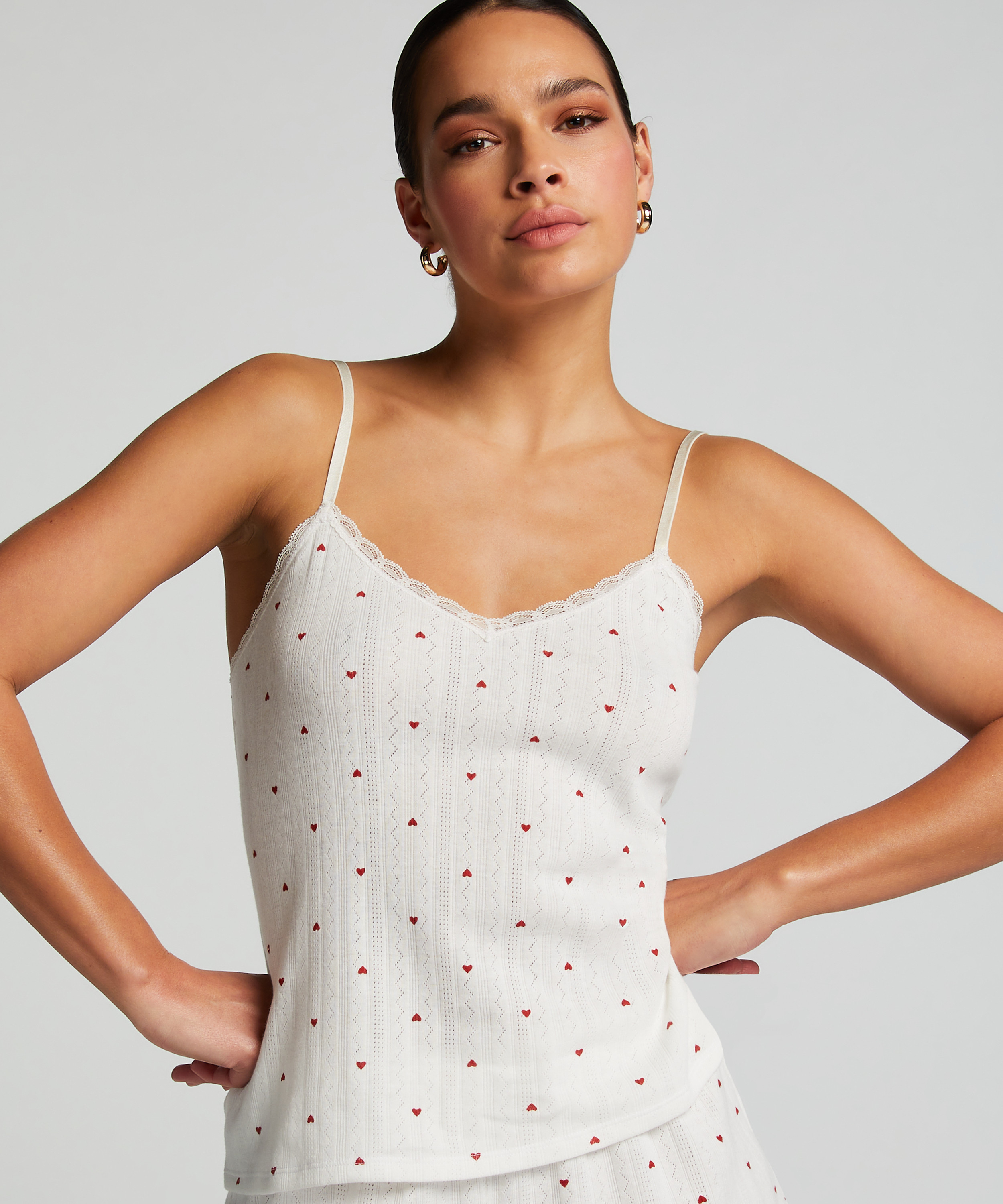 Cami lace top, Biały, main