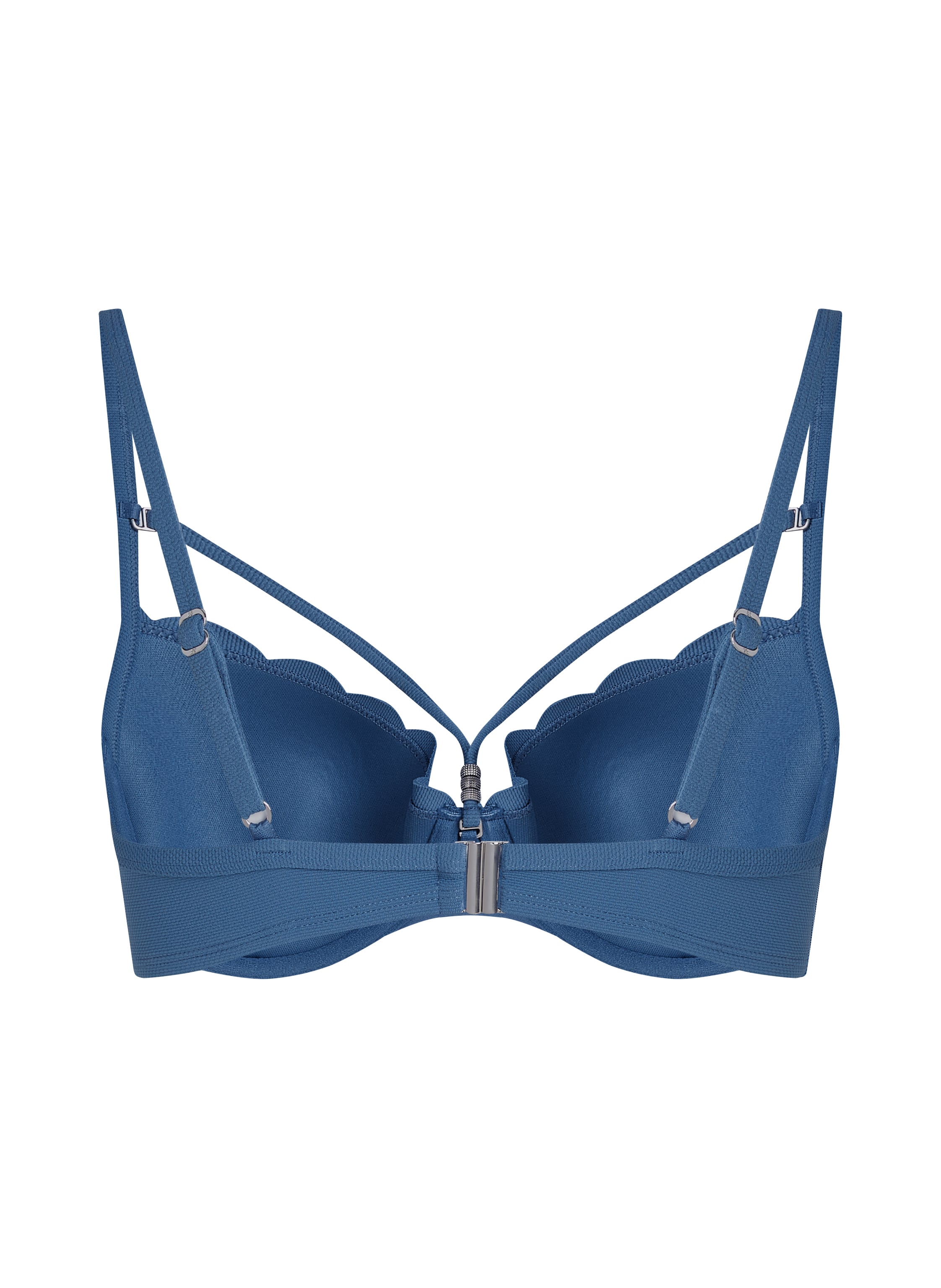 Usztywniany top bikini z fiszbinami Scallop, Niebieski, main