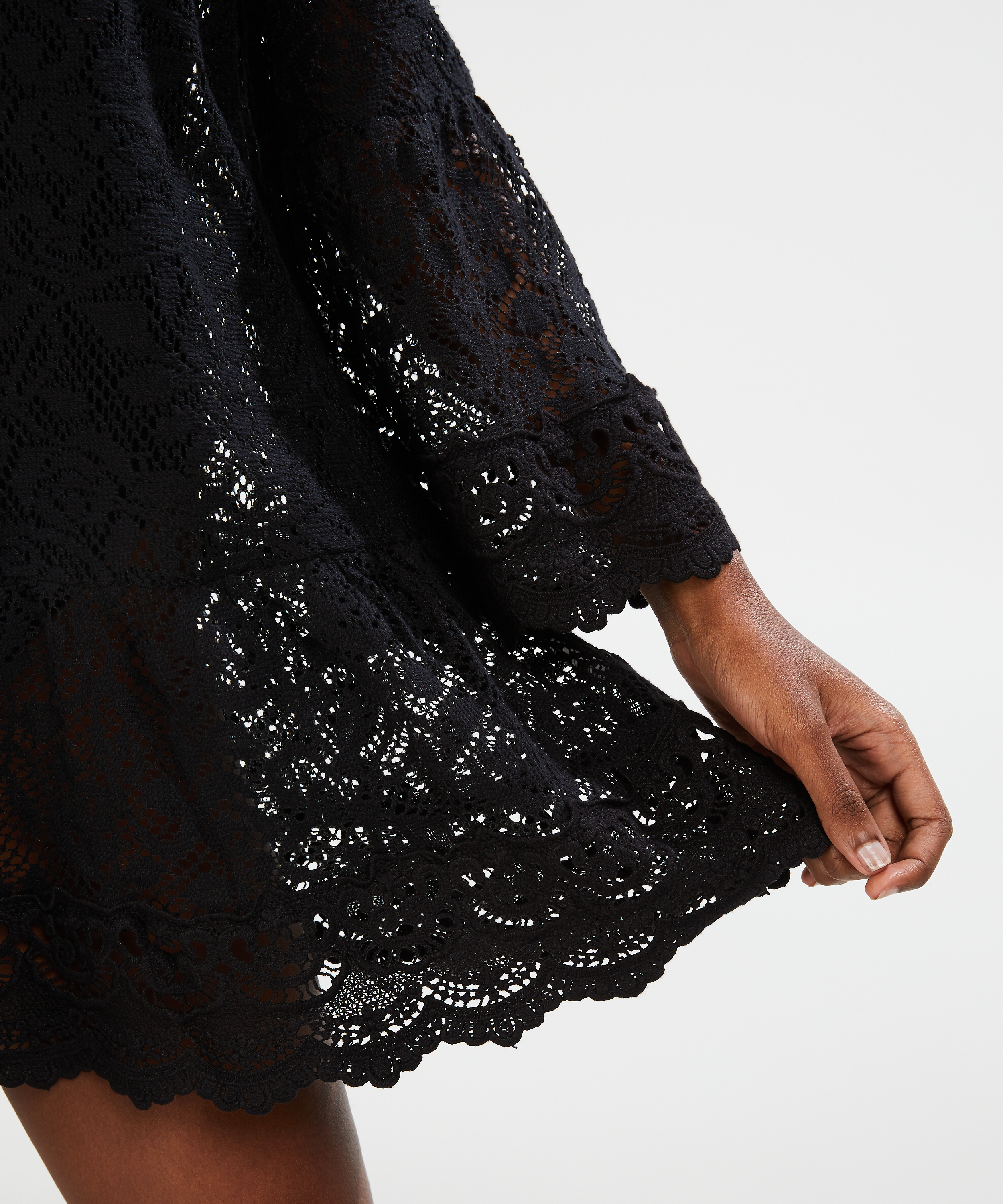 Allover Lace Tunic, Czarny, main