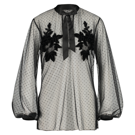 Dot Mesh Tunic, Czarny