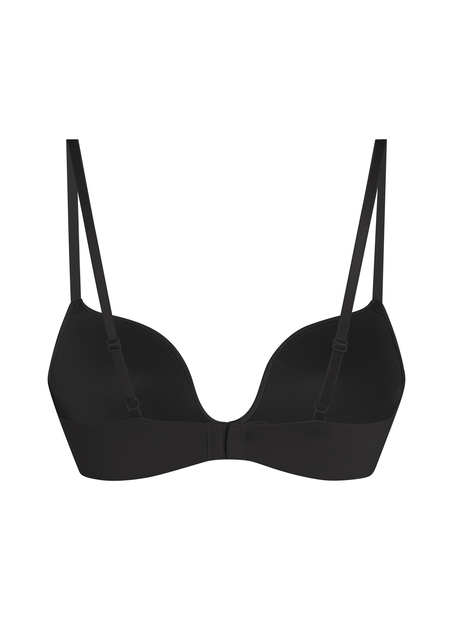 Usztywniony biustonosz push-up z fiszbinami Deep-V, Czarny