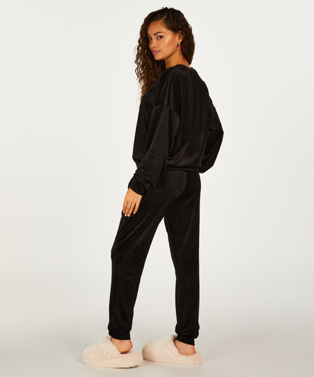 Petite Joggery welurowe, Czarny