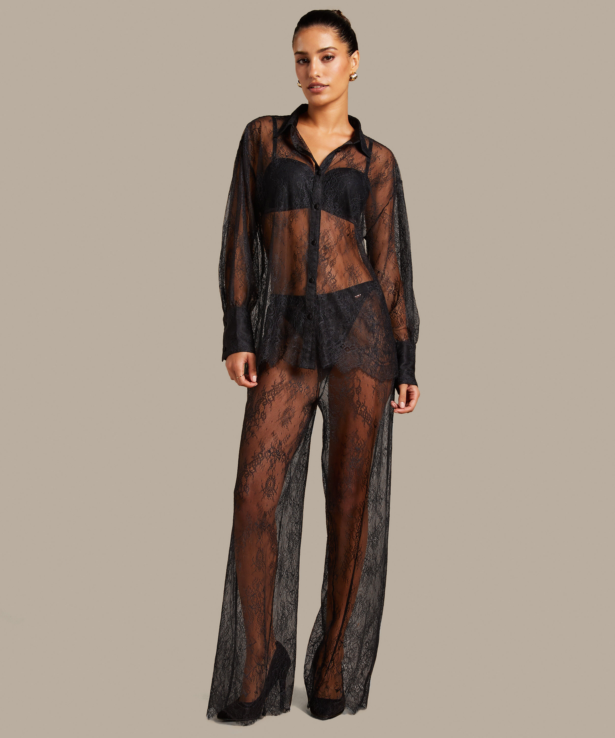 Koronkowy top Camille, Czarny