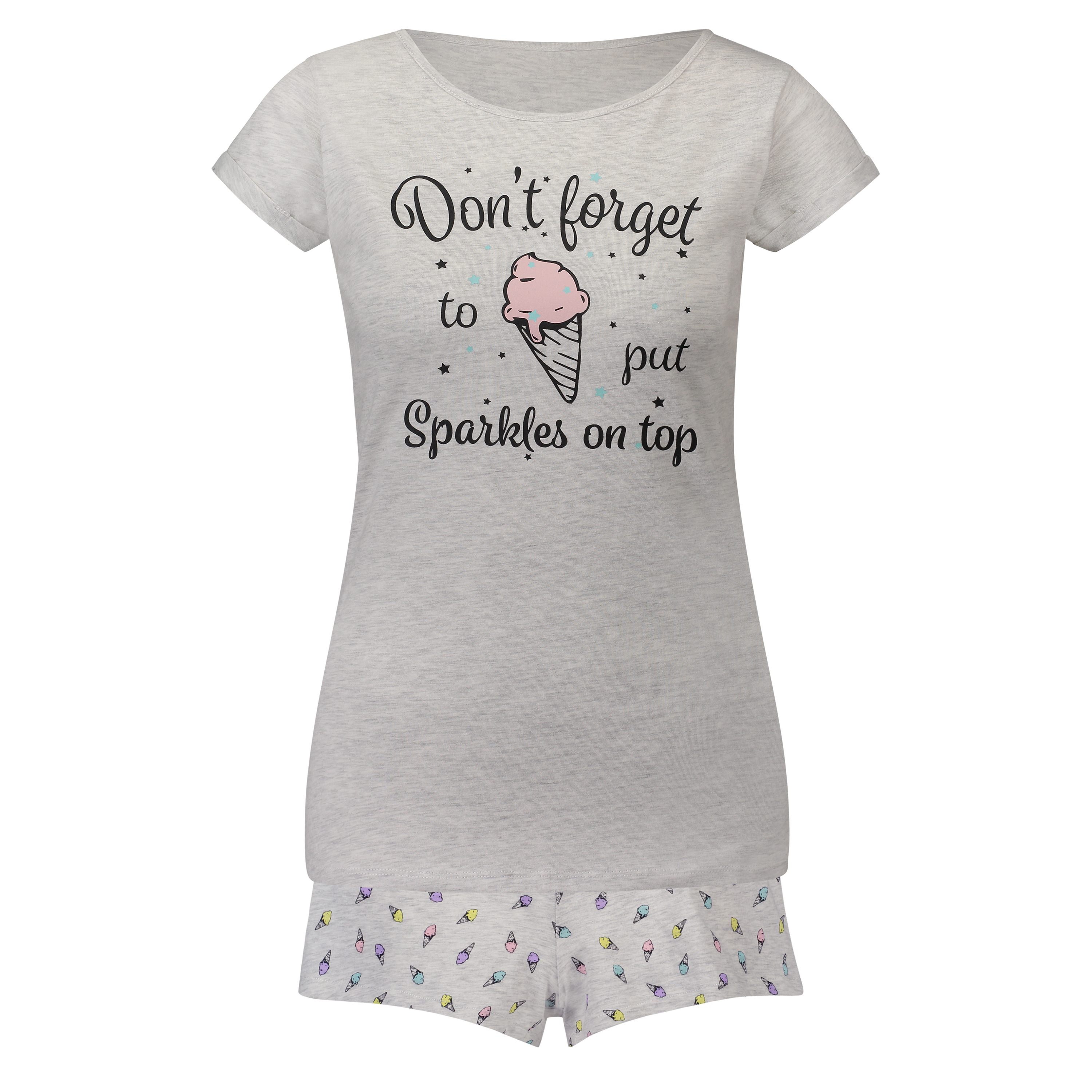 Koronkowa piżama z długim rękawem, Szary, main