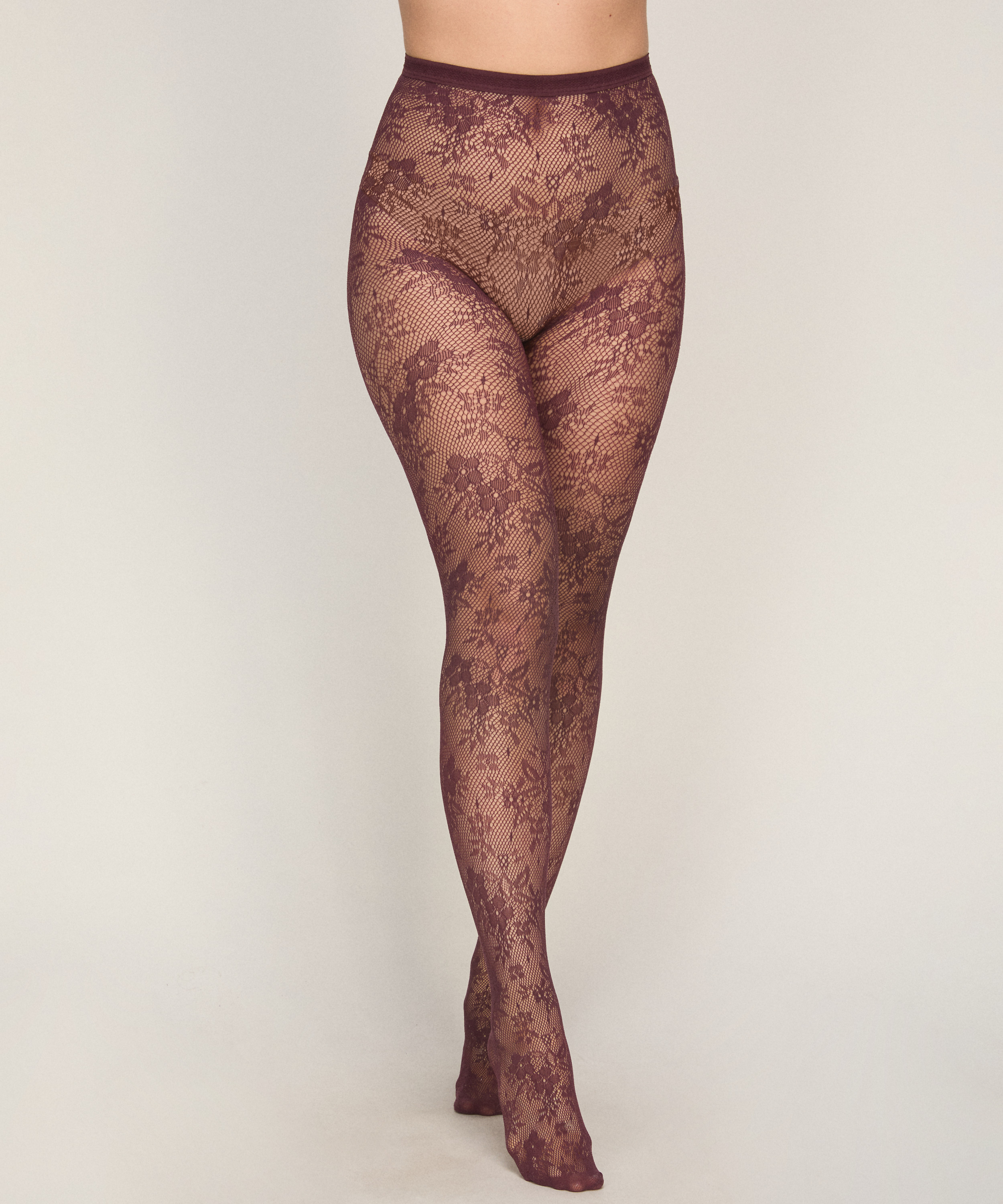 Rajstopy Allover Lace Fishnet, Fioletowy, main