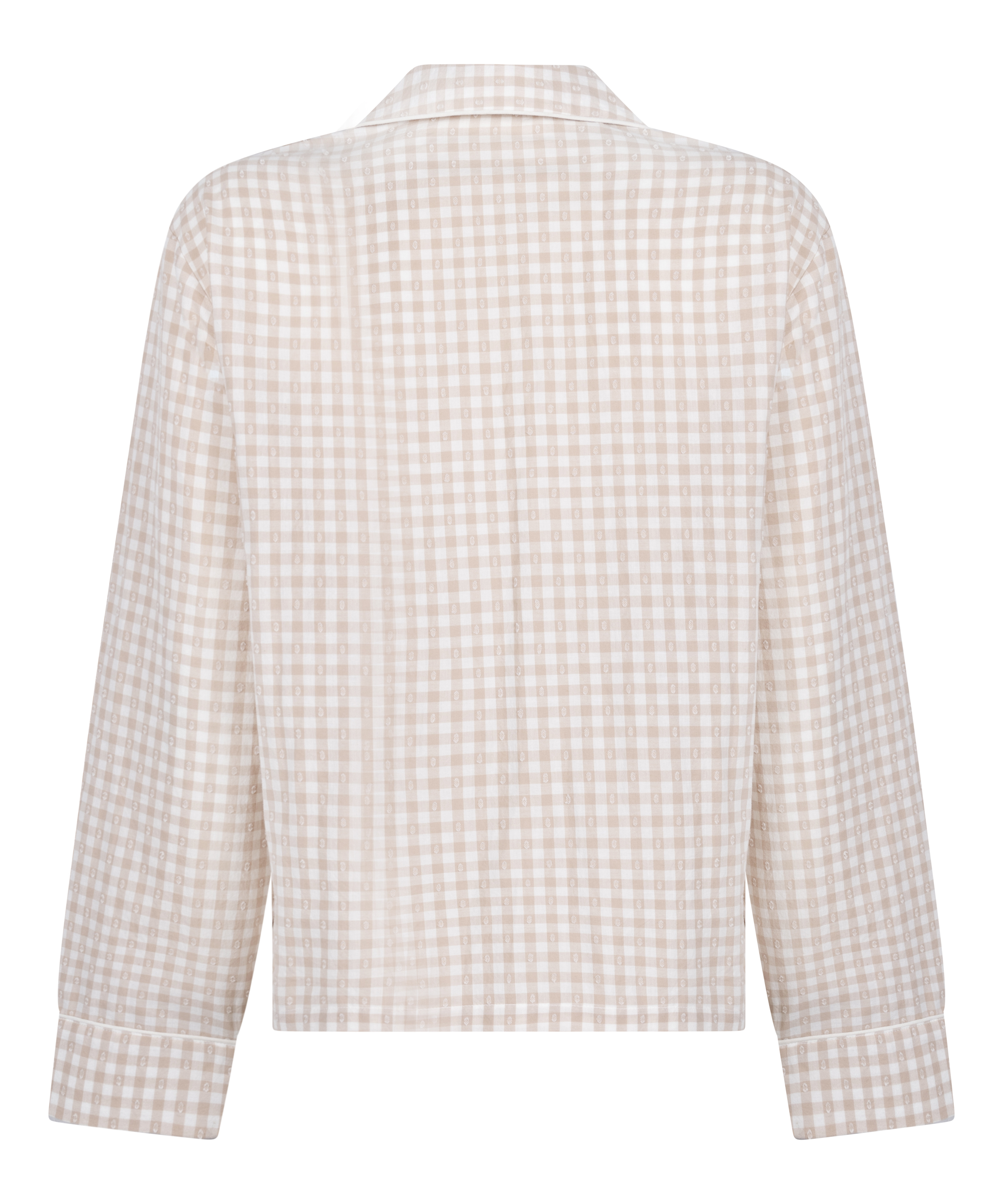 Kurtka Piżamowa Dobby z Tkanej Bawełny, Beżowy, main