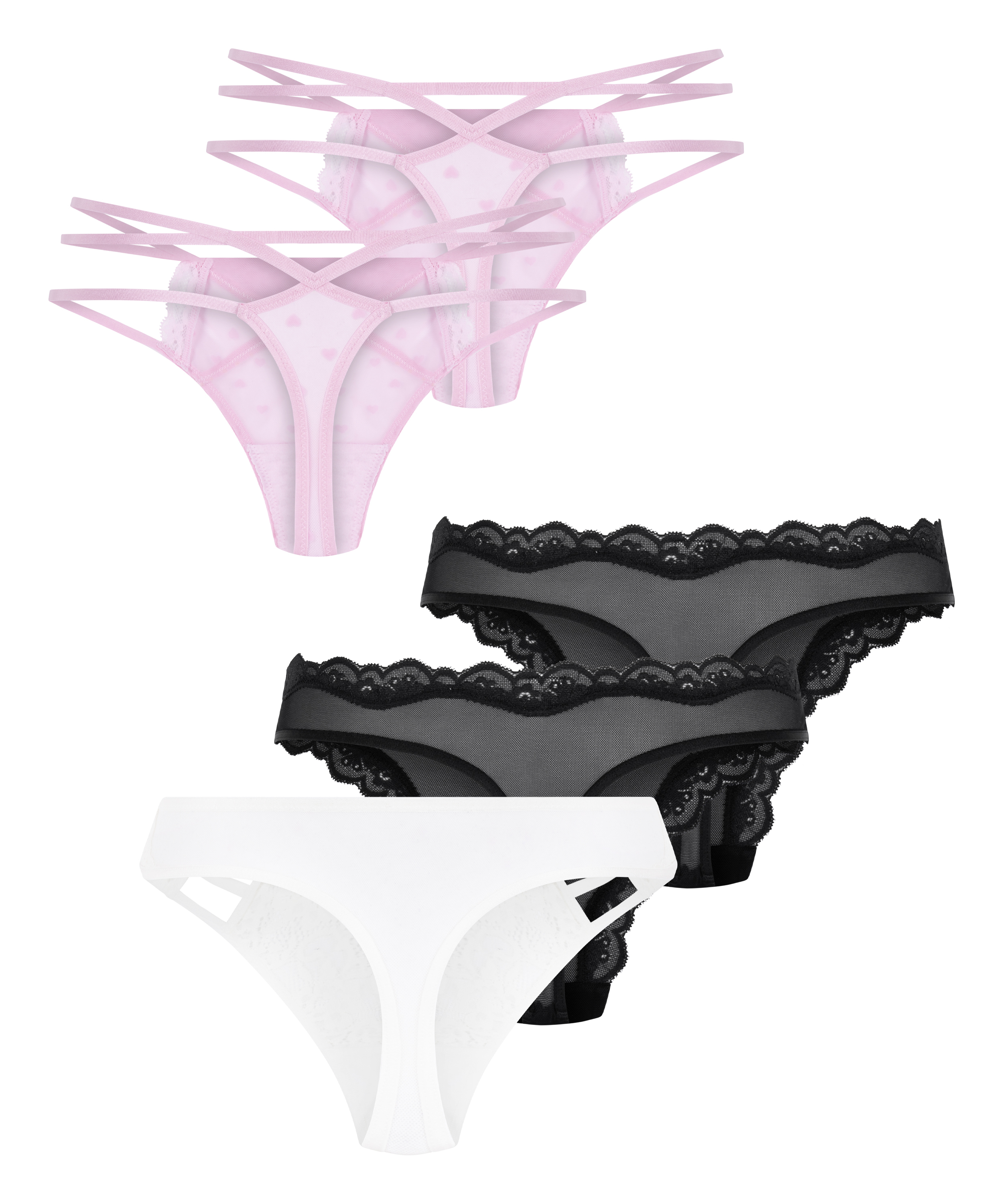 5-pak modnych string&oacute;w, Biały, main