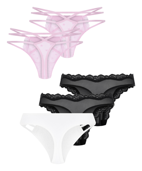 5-pak modnych string&oacute;w, Biały