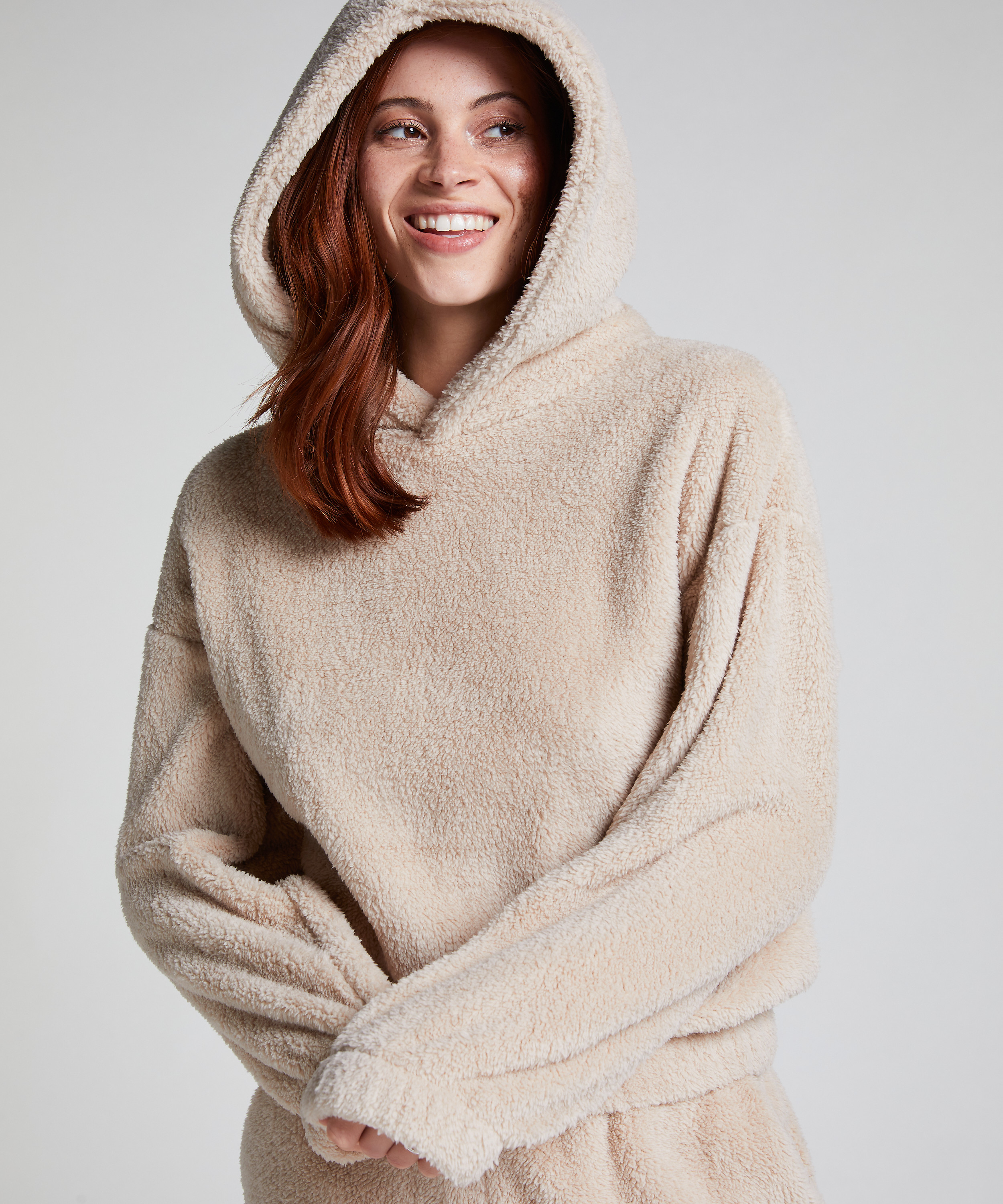 Polarowa bluza z kapturem Snuggle, Beżowy, main
