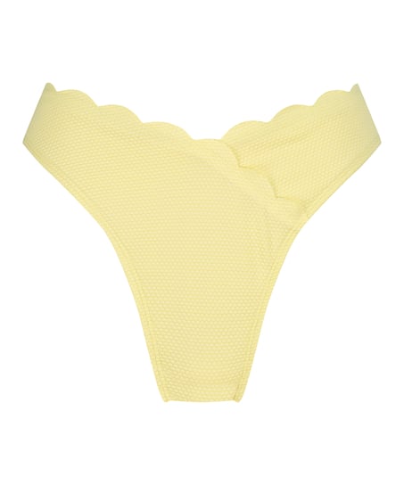 Majtki Bikini Wysoko Krojona Scallop, Ż&oacute;łty