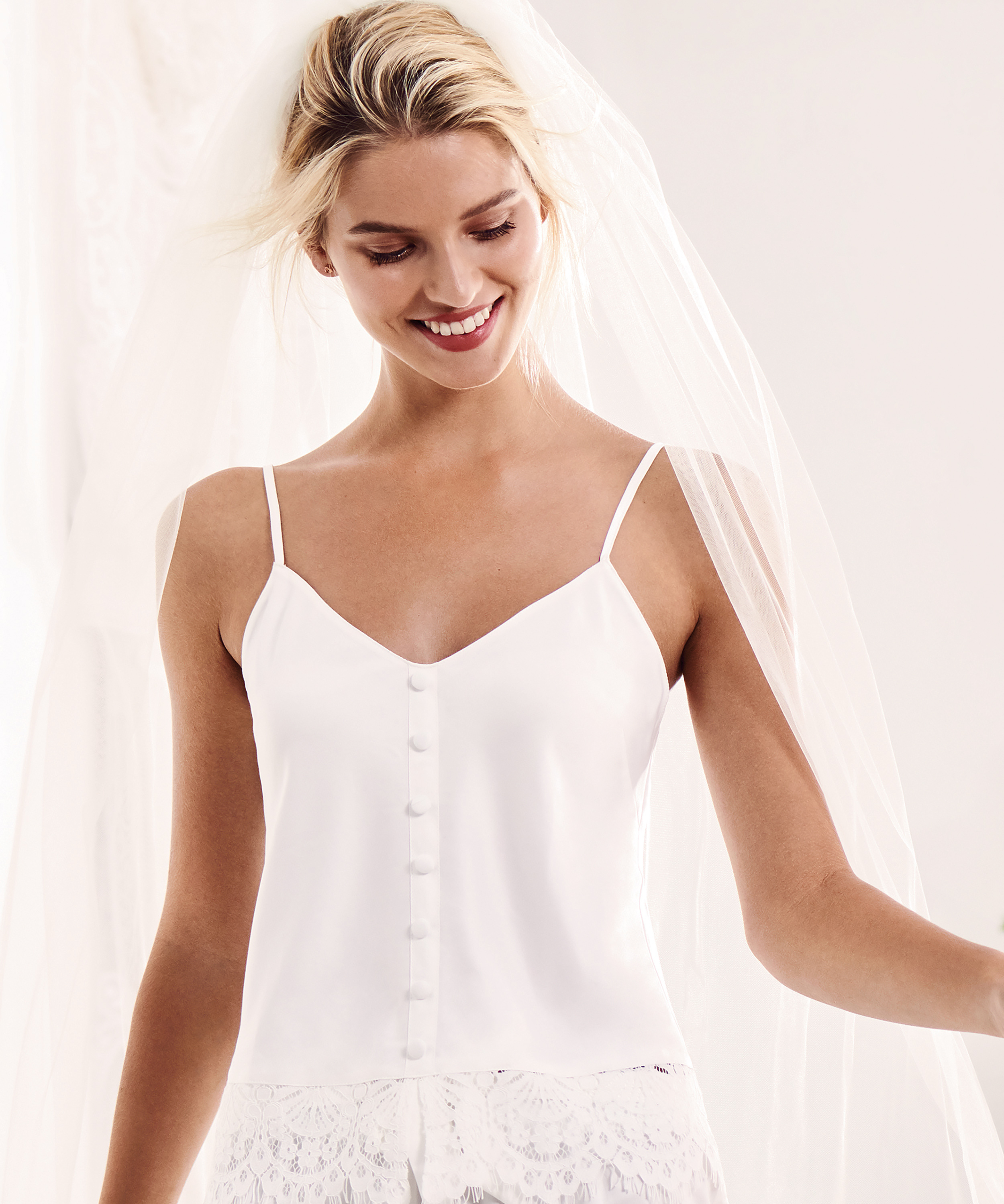 Bridal Satin Cami Top, Biały, main