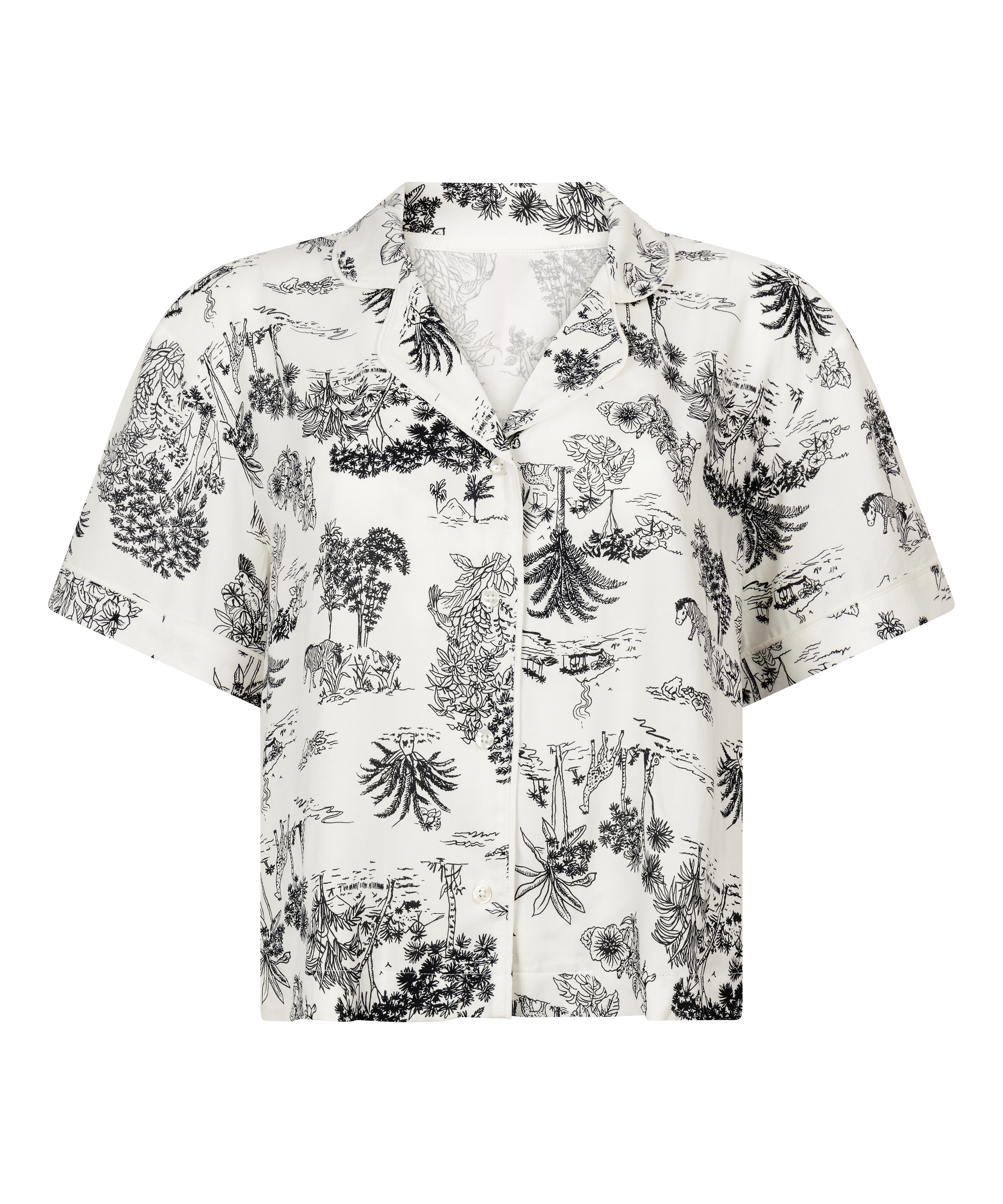 Tkana bluza z kr&oacute;tkim rękawem, Biały, main