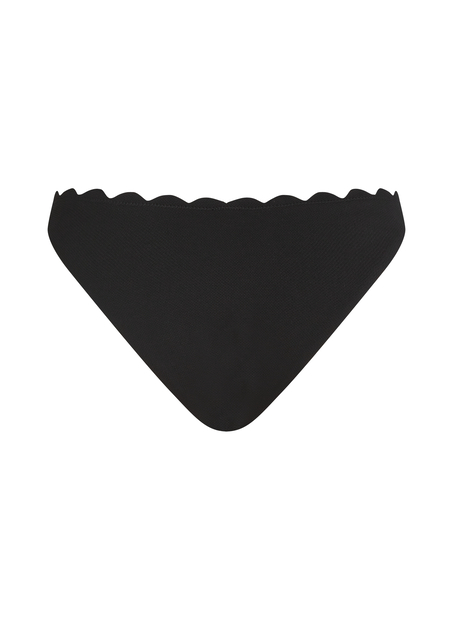 Majtki Bikini Wysoko Krojona Scallop, Czarny