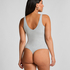 Prążkowane bawełniane body, Szary