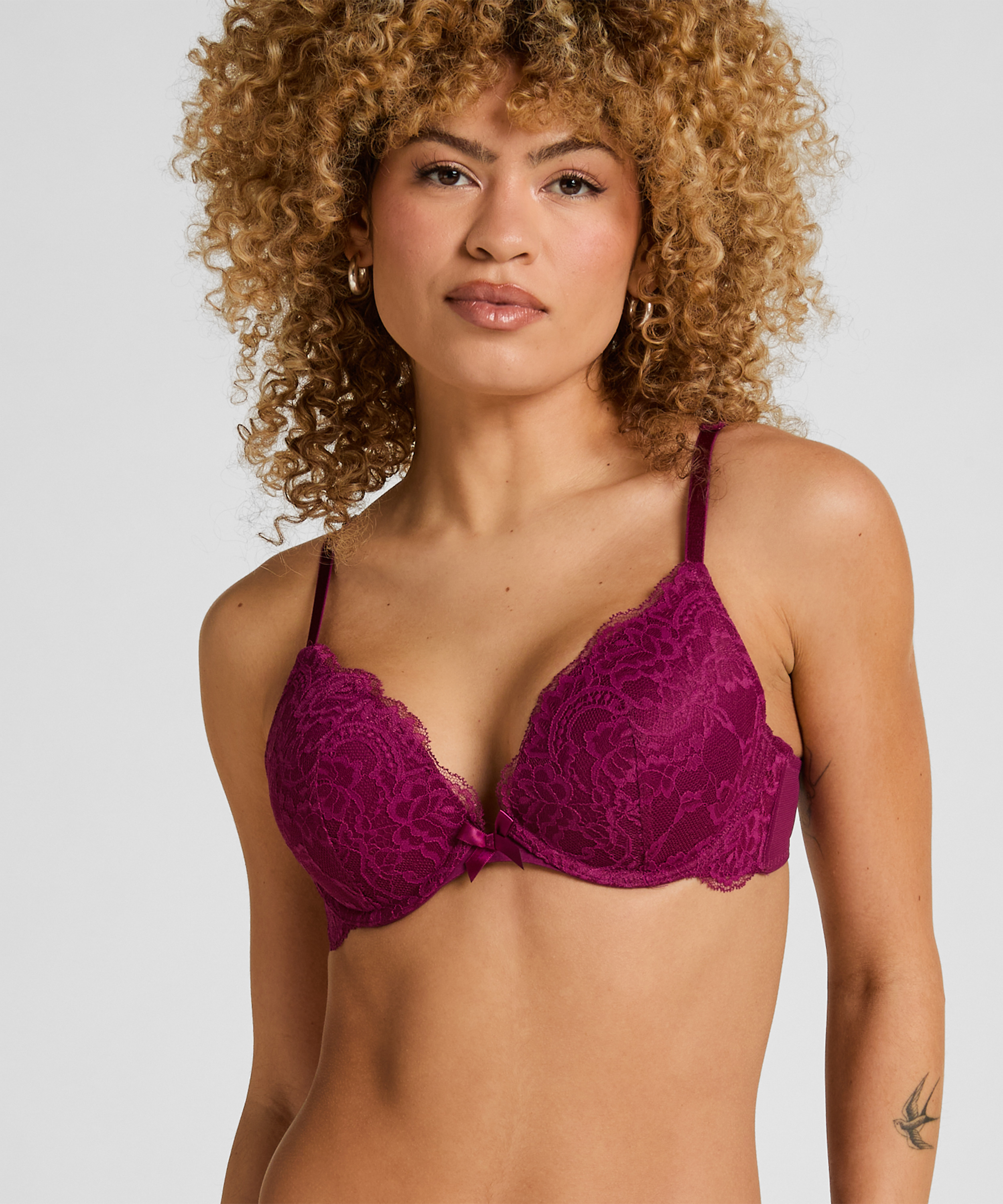Biustonosz usztywniany push-up z fiszbinami Teddy, Fioletowy, main
