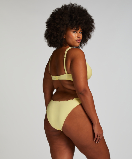 Majtki Bikini Wysoko Krojona Scallop, Ż&oacute;łty