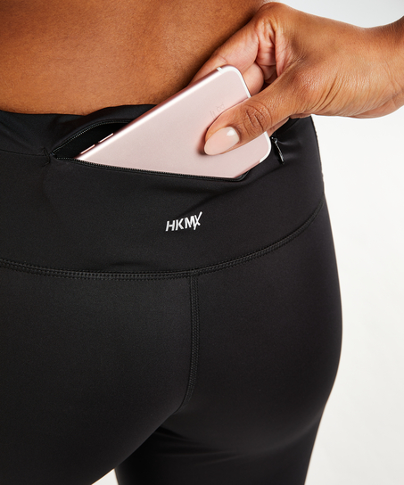 HKMX Regular Waist Sports Leggings, Czarny
