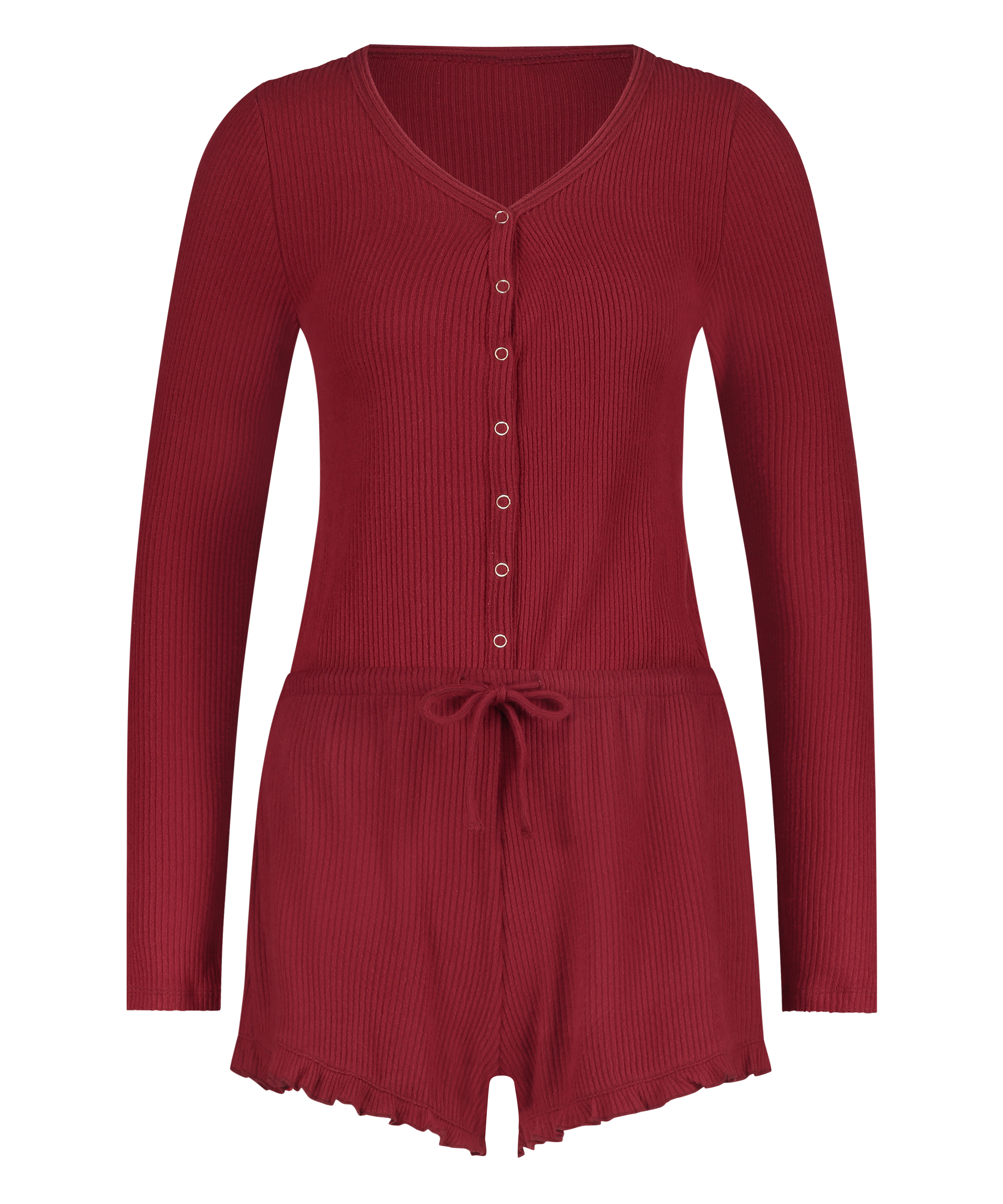 Piżama jednoczęściowa kr&oacute;tka Brushed Rib, Czerwony, main