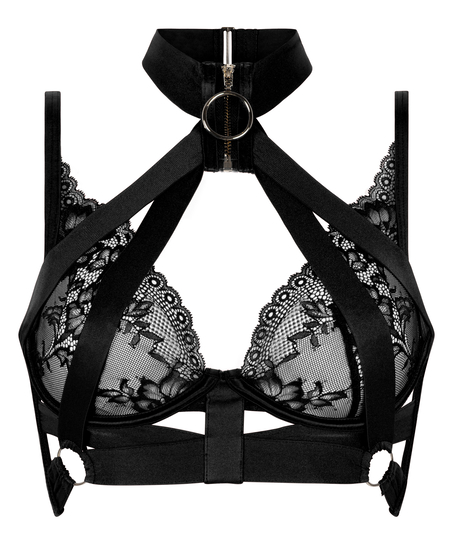 Usztywniany zabudowany biustonosz z fiszbinami Clementine, Czarny